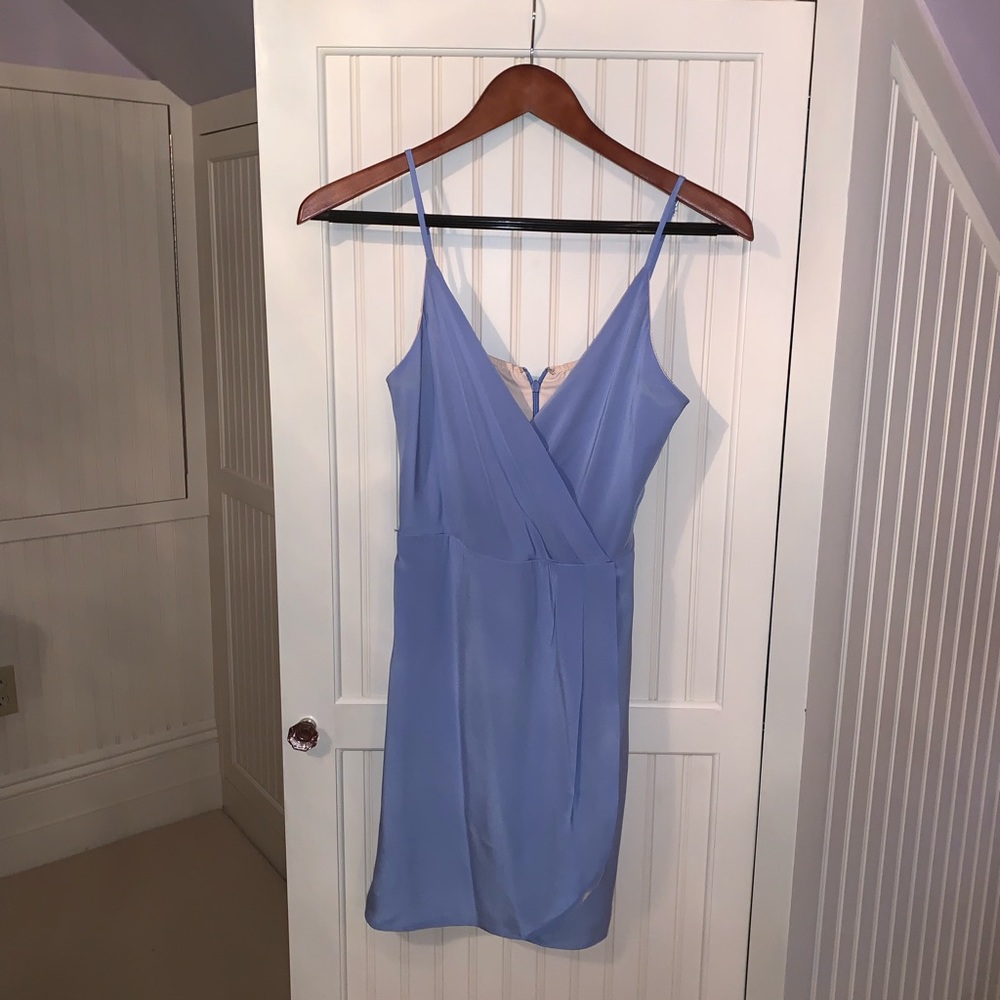 Blue v-neck dress with adjustable straps